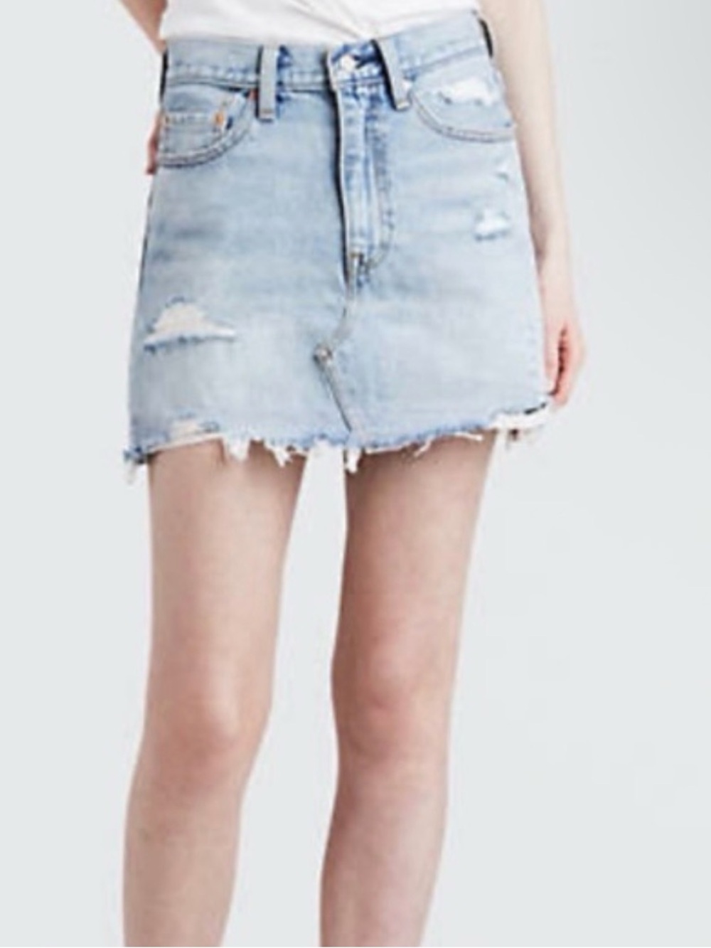 Abercrombie & Fitch Zoe A-Line Denim Skirt Distressed Raw Hem Light Wash Size 25
